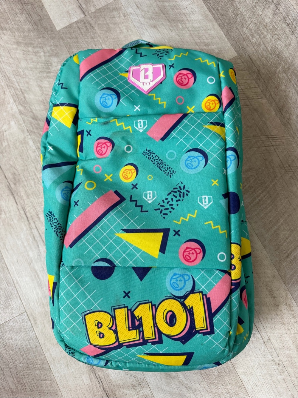 BL101 Kids Teal Backpack with Colorful Retro Print